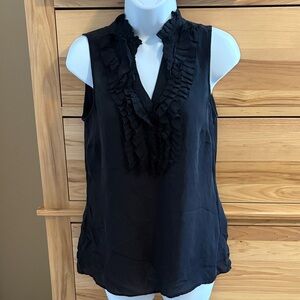 WHBM Sleeveless Black Ruffle V-Neck Women's Top